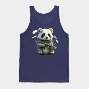 The brave sweet panda soldier in military style Tank Top